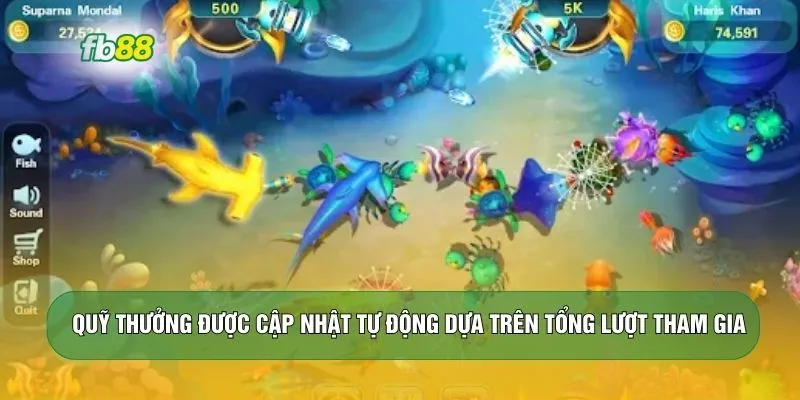Quỹ thưởng được cập nhật tự động dựa trên tổng lượt tham gia
